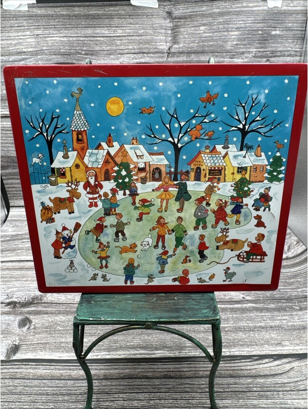 Vintage Christmas Tin Box Naifs Et Primitifs Paris Holiday Box Rare HTF